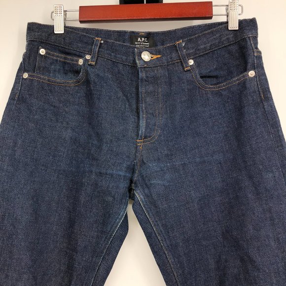 A.P.C. Petit New Standard Unisex fitted jeans button fly in Raw dark Indigo 30 - Picture 13 of 16